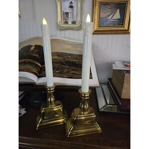 Luminara 15.1" LED Window Candles Faux Brass Base Set/2 No Box